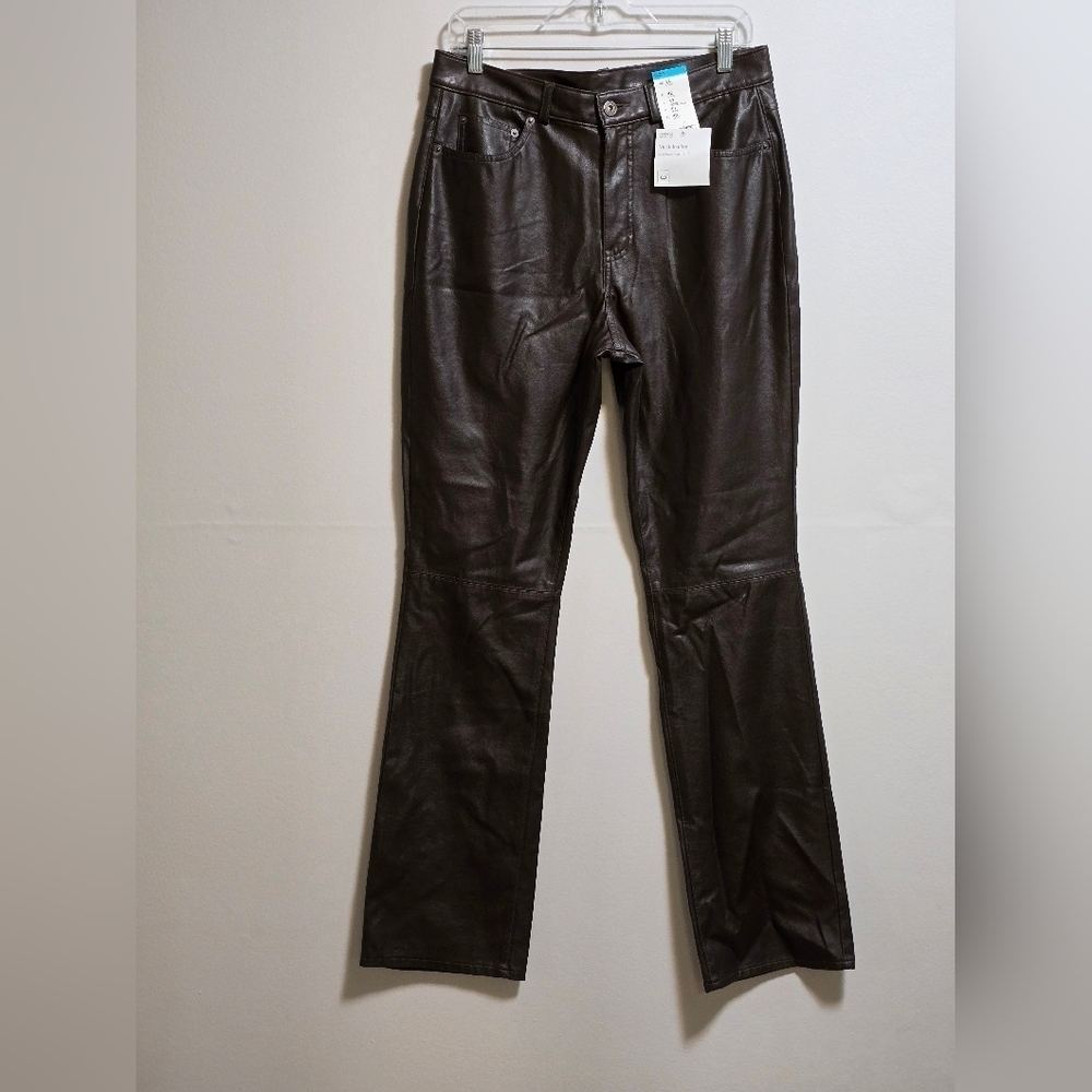 Mark Spencer  faux leather dark chocolate trousers size 14 UK